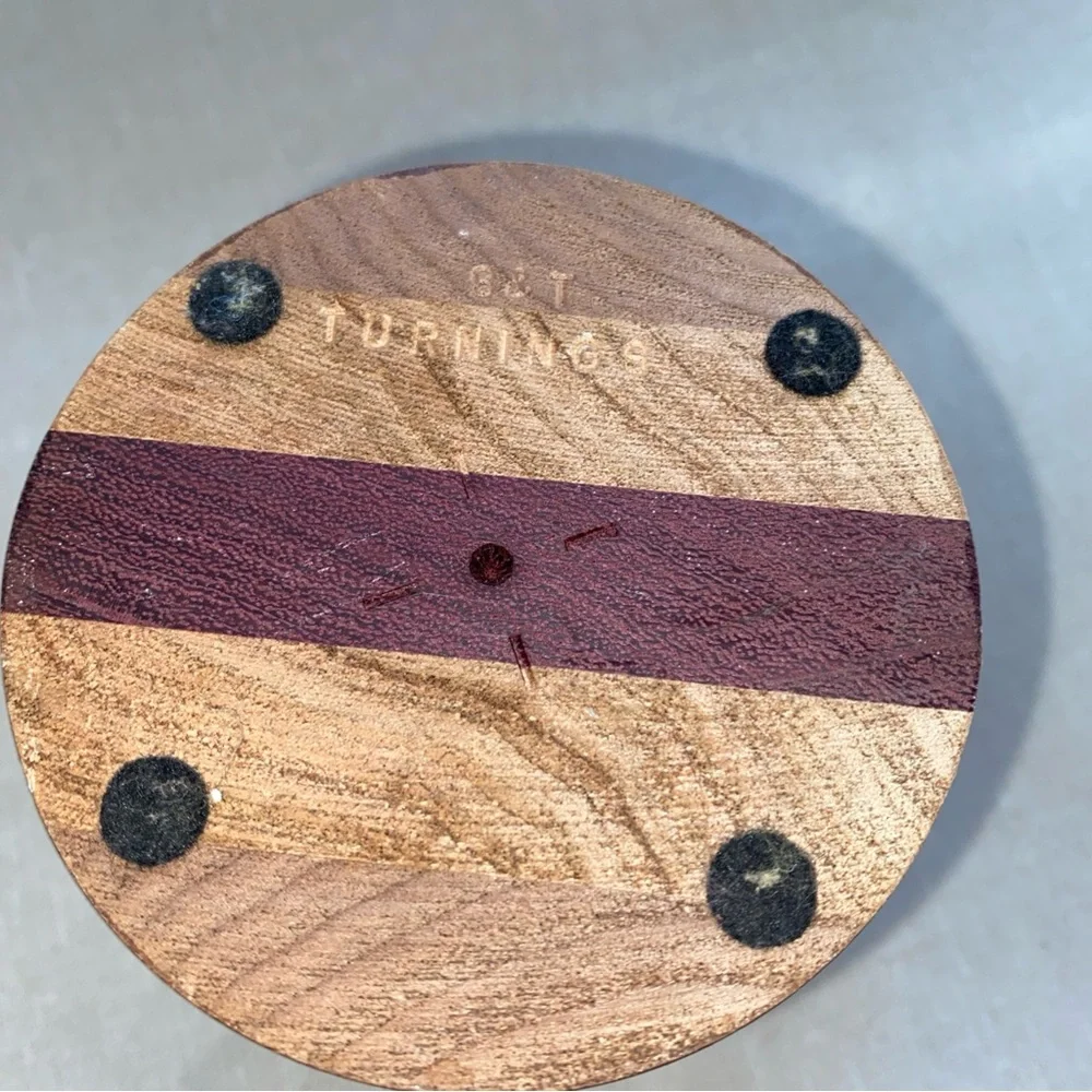 S & T Turnings Vintage Turned Wood Candle‎ Pillar Holder